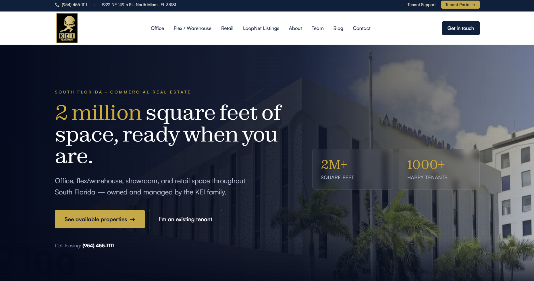 KEI Properties website by JAAR Design — Miami business website project